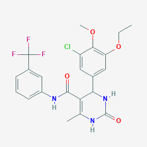 molecular formula C22H21ClF3N3O4 B4134067 4-(3-chloro-5-ethoxy-4-methoxyphenyl)-6-methyl-2-oxo-N-[3-(trifluoromethyl)phenyl]-1,2,3,4-tetrahydro-5-pyrimidinecarboxamide 