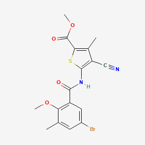 molecular formula C17H15BrN2O4S B4134073 methyl 5-[(5-bromo-2-methoxy-3-methylbenzoyl)amino]-4-cyano-3-methyl-2-thiophenecarboxylate 