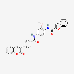 N-(2-methoxy-4-{[4-(2-oxo-2H-chromen-3-yl)benzoyl]amino}phenyl)-1-benzofuran-2-carboxamide