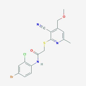 molecular formula C17H15BrClN3O2S B4134139 N-(4-bromo-2-chlorophenyl)-2-{[3-cyano-4-(methoxymethyl)-6-methyl-2-pyridinyl]thio}acetamide 