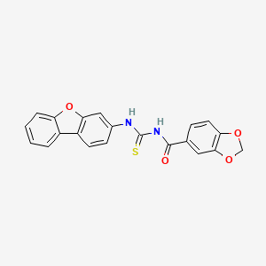 molecular formula C21H14N2O4S B4134186 N-[(dibenzo[b,d]furan-3-ylamino)carbonothioyl]-1,3-benzodioxole-5-carboxamide 