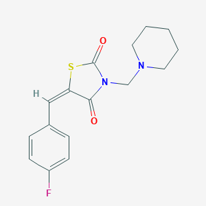 molecular formula C16H17FN2O2S B413424 5-(4-Fluoro-benzylidene)-3-piperidin-1-ylmethyl-thiazolidine-2,4-dione 