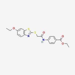 molecular formula C20H20N2O4S2 B4134261 ethyl 4-({[(6-ethoxy-1,3-benzothiazol-2-yl)thio]acetyl}amino)benzoate 