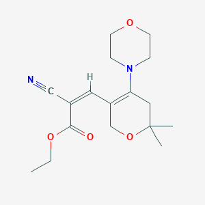 molecular formula C17H24N2O4 B413427 ethyl (Z)-2-cyano-3-(6,6-dimethyl-4-morpholin-4-yl-2,5-dihydropyran-3-yl)prop-2-enoate 