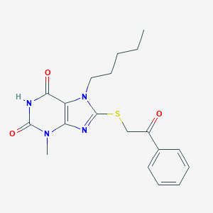 molecular formula C19H22N4O3S B413429 3-methyl-8-[(2-oxo-2-phenylethyl)sulfanyl]-7-pentyl-3,7-dihydro-1H-purine-2,6-dione CAS No. 313665-33-7