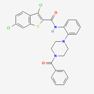molecular formula C26H21Cl2N3O2S B4134292 N-[2-(4-benzoyl-1-piperazinyl)phenyl]-3,6-dichloro-1-benzothiophene-2-carboxamide 