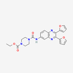molecular formula C24H23N5O5 B4134299 ethyl 4-{[(2,3-di-2-furyl-6-quinoxalinyl)amino]carbonyl}-1-piperazinecarboxylate 