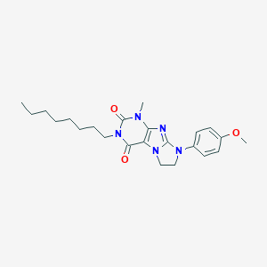 molecular formula C23H31N5O3 B413430 6-(4-Methoxyphenyl)-4-methyl-2-octyl-7,8-dihydropurino[7,8-a]imidazole-1,3-dione 