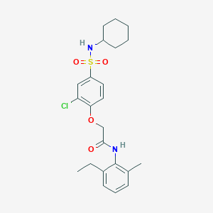 molecular formula C23H29ClN2O4S B4134315 2-{2-chloro-4-[(cyclohexylamino)sulfonyl]phenoxy}-N-(2-ethyl-6-methylphenyl)acetamide 