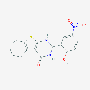 molecular formula C17H17N3O4S B413435 2-(2-methoxy-5-nitrophenyl)-2,3,5,6,7,8-hexahydro-1H-[1]benzothiolo[2,3-d]pyrimidin-4-one 