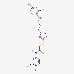 N-(3-chloro-4-fluorophenyl)-2-({5-[3-(2,4-dichlorophenoxy)propyl]-1,3,4-oxadiazol-2-yl}thio)acetamide