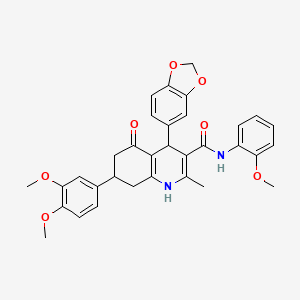 4-(1,3-benzodioxol-5-yl)-7-(3,4-dimethoxyphenyl)-N-(2-methoxyphenyl)-2-methyl-5-oxo-1,4,5,6,7,8-hexahydro-3-quinolinecarboxamide