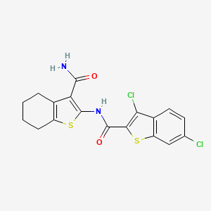 molecular formula C18H14Cl2N2O2S2 B4134432 N-[3-(aminocarbonyl)-4,5,6,7-tetrahydro-1-benzothien-2-yl]-3,6-dichloro-1-benzothiophene-2-carboxamide 