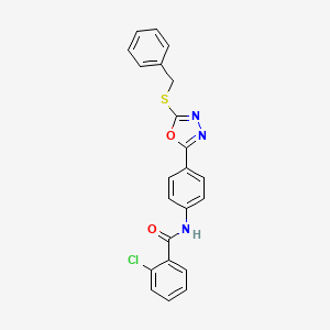 N-{4-[5-(benzylthio)-1,3,4-oxadiazol-2-yl]phenyl}-2-chlorobenzamide