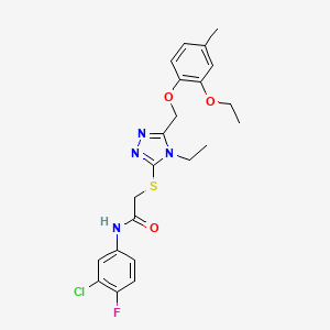 molecular formula C22H24ClFN4O3S B4134552 N-(3-chloro-4-fluorophenyl)-2-({5-[(2-ethoxy-4-methylphenoxy)methyl]-4-ethyl-4H-1,2,4-triazol-3-yl}thio)acetamide 