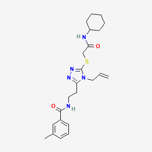 molecular formula C23H31N5O2S B4134559 N-[2-(4-allyl-5-{[2-(cyclohexylamino)-2-oxoethyl]thio}-4H-1,2,4-triazol-3-yl)ethyl]-3-methylbenzamide 