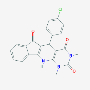 molecular formula C22H16ClN3O3 B413459 5-(4-chlorophenyl)-1,3-dimethyl-5,11-dihydro-1H-indeno[2',1':5,6]pyrido[2,3-d]pyrimidine-2,4,6(3H)-trione CAS No. 306737-47-3