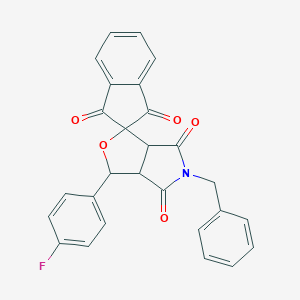 molecular formula C27H18FNO5 B413462 5-benzyl-3-(4-fluorophenyl)-3a,6a-dihydrospiro[furo[3,4-c]pyrrole-1,2'-indene]-1',3',4,6(3H,5H)-tetrone 