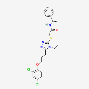molecular formula C23H26Cl2N4O2S B4134626 2-({5-[3-(2,4-dichlorophenoxy)propyl]-4-ethyl-4H-1,2,4-triazol-3-yl}thio)-N-(1-phenylethyl)acetamide 