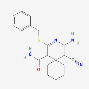4-amino-2-(benzylthio)-5-cyano-3-azaspiro[5.5]undeca-2,4-diene-1-carboxamide