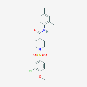 molecular formula C21H25ClN2O4S B4134639 1-[(3-chloro-4-methoxyphenyl)sulfonyl]-N-(2,4-dimethylphenyl)-4-piperidinecarboxamide 