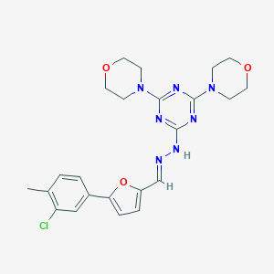 molecular formula C23H26ClN7O3 B413466 N-[5-(3-Chloro-4-methyl-phenyl)-furan-2-ylmethylene]-N'-(4,6-di-morpholin-4-yl-[1,3,5]triazin-2-yl)-hydrazine 