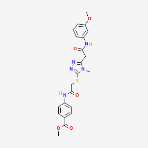 molecular formula C22H23N5O5S B4134670 methyl 4-({[(5-{2-[(3-methoxyphenyl)amino]-2-oxoethyl}-4-methyl-4H-1,2,4-triazol-3-yl)thio]acetyl}amino)benzoate 