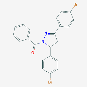 molecular formula C22H16Br2N2O B413468 1-benzoyl-3,5-bis(4-bromophenyl)-4,5-dihydro-1H-pyrazole 