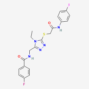 molecular formula C20H19FIN5O2S B4134686 N-{[4-ethyl-5-({2-[(4-iodophenyl)amino]-2-oxoethyl}thio)-4H-1,2,4-triazol-3-yl]methyl}-4-fluorobenzamide 