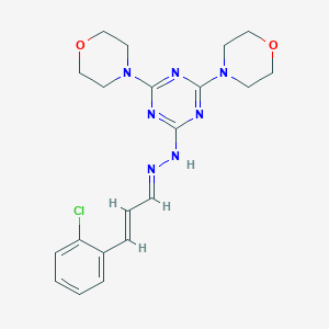 molecular formula C20H24ClN7O2 B413472 3-(2-Chlorophenyl)acrylaldehyde [4,6-di(4-morpholinyl)-1,3,5-triazin-2-yl]hydrazone 