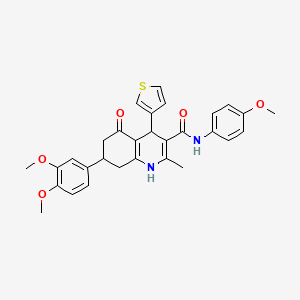 molecular formula C30H30N2O5S B4134734 7-(3,4-dimethoxyphenyl)-N-(4-methoxyphenyl)-2-methyl-5-oxo-4-(3-thienyl)-1,4,5,6,7,8-hexahydro-3-quinolinecarboxamide 