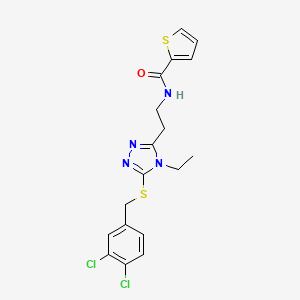 molecular formula C18H18Cl2N4OS2 B4134744 N-(2-{5-[(3,4-dichlorobenzyl)thio]-4-ethyl-4H-1,2,4-triazol-3-yl}ethyl)-2-thiophenecarboxamide 