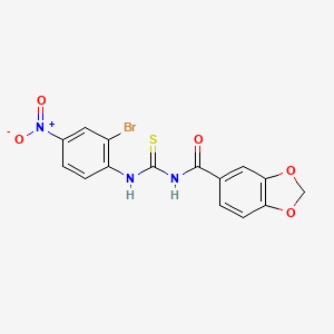 molecular formula C15H10BrN3O5S B4134787 N-{[(2-bromo-4-nitrophenyl)amino]carbonothioyl}-1,3-benzodioxole-5-carboxamide 