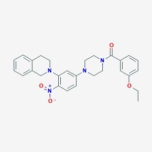 molecular formula C28H30N4O4 B4134808 2-{5-[4-(3-ethoxybenzoyl)-1-piperazinyl]-2-nitrophenyl}-1,2,3,4-tetrahydroisoquinoline 