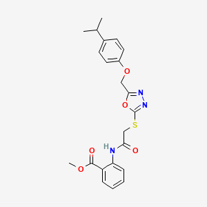 molecular formula C22H23N3O5S B4134826 methyl 2-{[({5-[(4-isopropylphenoxy)methyl]-1,3,4-oxadiazol-2-yl}thio)acetyl]amino}benzoate 