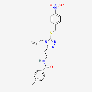 molecular formula C22H23N5O3S B4134878 N-(2-{4-allyl-5-[(4-nitrobenzyl)thio]-4H-1,2,4-triazol-3-yl}ethyl)-4-methylbenzamide 