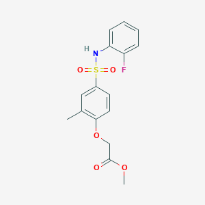 molecular formula C16H16FNO5S B4134890 methyl (4-{[(2-fluorophenyl)amino]sulfonyl}-2-methylphenoxy)acetate 