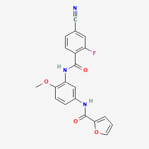molecular formula C20H14FN3O4 B4134901 N-{3-[(4-cyano-2-fluorobenzoyl)amino]-4-methoxyphenyl}-2-furamide 