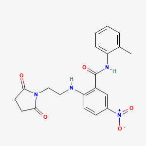 molecular formula C20H20N4O5 B4134914 2-{[2-(2,5-dioxo-1-pyrrolidinyl)ethyl]amino}-N-(2-methylphenyl)-5-nitrobenzamide 