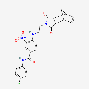 molecular formula C24H21ClN4O5 B4134932 N-(4-chlorophenyl)-4-{[2-(3,5-dioxo-4-azatricyclo[5.2.1.0~2,6~]dec-8-en-4-yl)ethyl]amino}-3-nitrobenzamide 