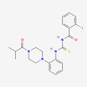 molecular formula C22H25IN4O2S B4134947 2-iodo-N-({[2-(4-isobutyryl-1-piperazinyl)phenyl]amino}carbonothioyl)benzamide 