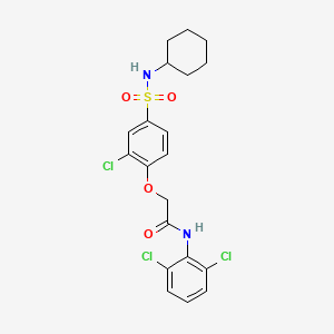 molecular formula C20H21Cl3N2O4S B4134958 2-{2-chloro-4-[(cyclohexylamino)sulfonyl]phenoxy}-N-(2,6-dichlorophenyl)acetamide 