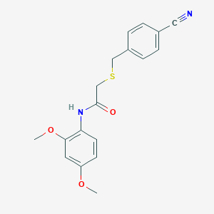 molecular formula C18H18N2O3S B413498 2-[(4-cyanobenzyl)sulfanyl]-N-(2,4-dimethoxyphenyl)acetamide 