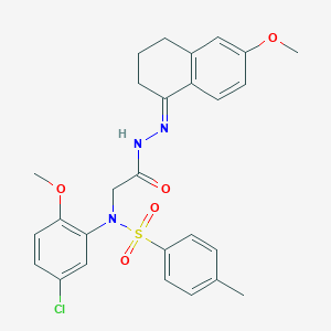 N-(5-chloro-2-methoxyphenyl)-N-{2-[2-(6-methoxy-3,4-dihydro-1(2H)-naphthalenylidene)hydrazino]-2-oxoethyl}-4-methylbenzenesulfonamide