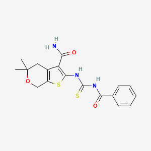 molecular formula C18H19N3O3S2 B4135004 2-{[(benzoylamino)carbonothioyl]amino}-5,5-dimethyl-4,7-dihydro-5H-thieno[2,3-c]pyran-3-carboxamide 
