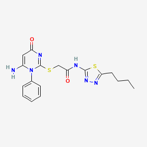 2-[(6-amino-4-oxo-1-phenyl-1,4-dihydro-2-pyrimidinyl)thio]-N-(5-butyl-1,3,4-thiadiazol-2-yl)acetamide