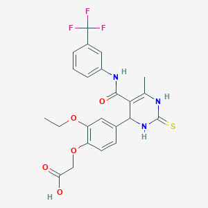 molecular formula C23H22F3N3O5S B4135030 {2-ethoxy-4-[6-methyl-2-thioxo-5-({[3-(trifluoromethyl)phenyl]amino}carbonyl)-1,2,3,4-tetrahydro-4-pyrimidinyl]phenoxy}acetic acid 