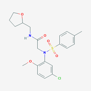 2-{5-chloro-2-methoxy[(4-methylphenyl)sulfonyl]anilino}-N-(tetrahydro-2-furanylmethyl)acetamide