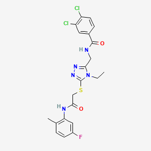 molecular formula C21H20Cl2FN5O2S B4135042 3,4-dichloro-N-{[4-ethyl-5-({2-[(5-fluoro-2-methylphenyl)amino]-2-oxoethyl}thio)-4H-1,2,4-triazol-3-yl]methyl}benzamide 