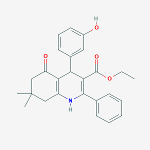 molecular formula C26H27NO4 B4135072 ethyl 4-(3-hydroxyphenyl)-7,7-dimethyl-5-oxo-2-phenyl-1,4,5,6,7,8-hexahydro-3-quinolinecarboxylate 